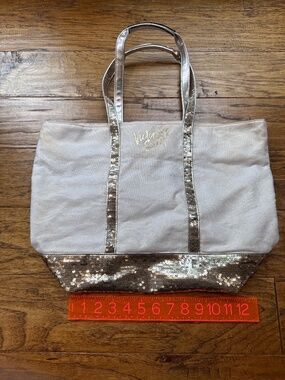 Gold glitter sparkly Victoria’s Secret tote bag